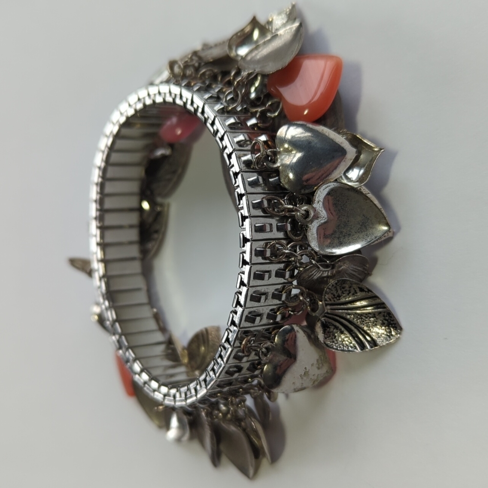 Stretch Hearts Bracelet Silver Red Pink Great Valentines Gift